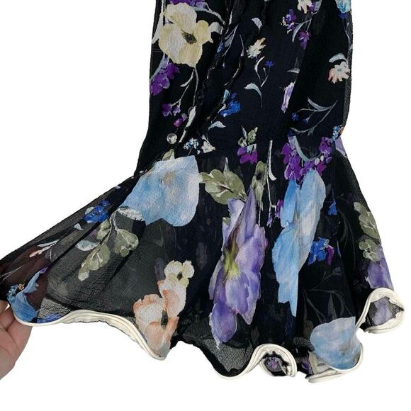3.1 Phillip Lim 100% Silk Floral Sleeveless Button Front Ruffled Open Back Top 6 - Picture 7 of 12
